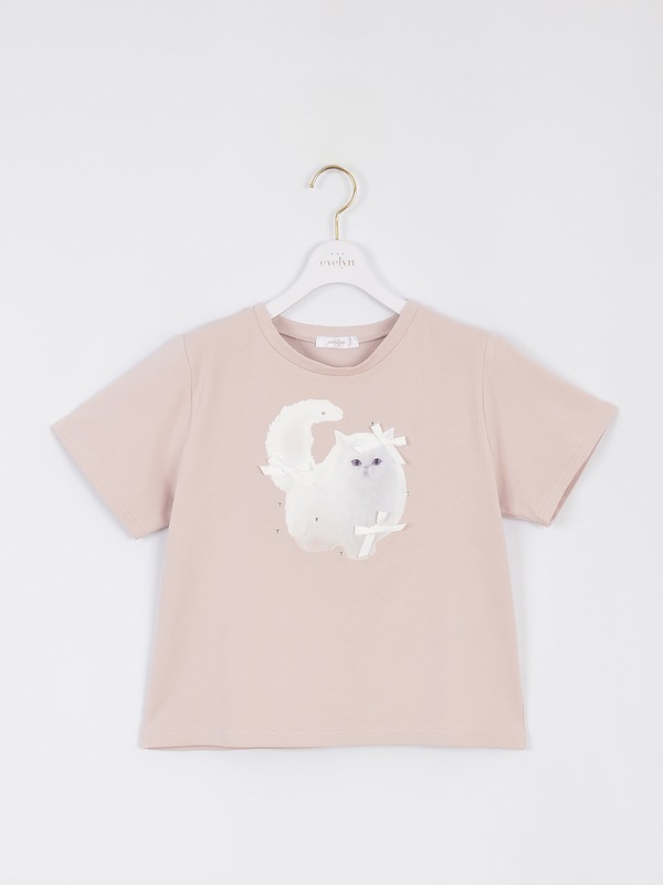 猫ちゃんリボンTシャツ 詳細画像 ピンク 1