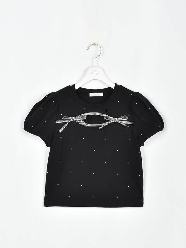 バイカラーリボンTシャツ 詳細画像 ブラック 1