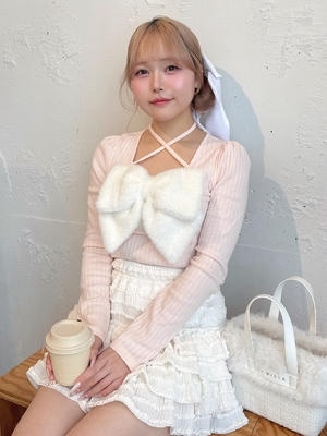 フェザーリボンドッキングトップス
