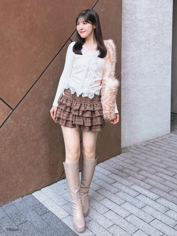 カットフリルミニスカート 詳細画像 ブラウン 1