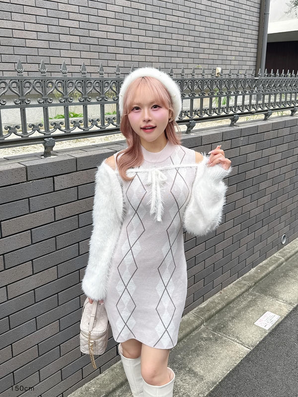 ボレロセットアーガイルニットワンピース 詳細画像 ピンク 16