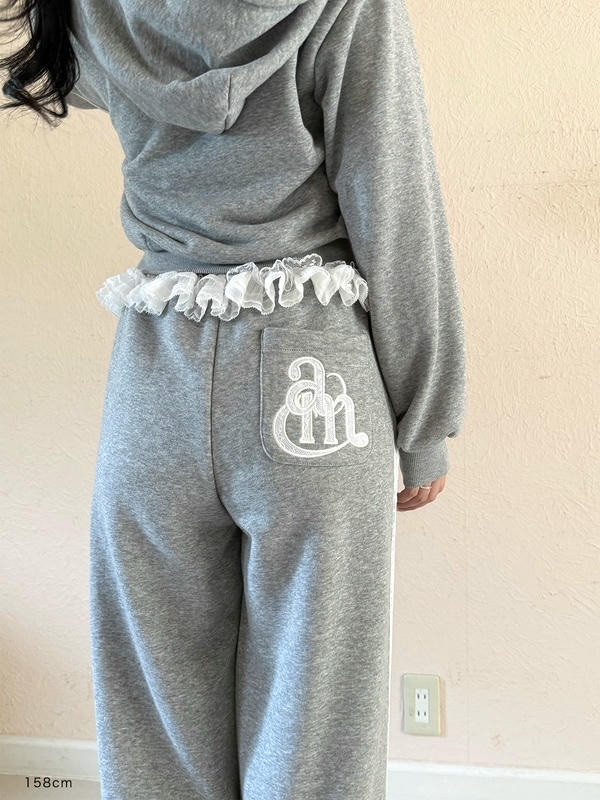 レースフリルスウェットパンツ 詳細画像 ブラック 16