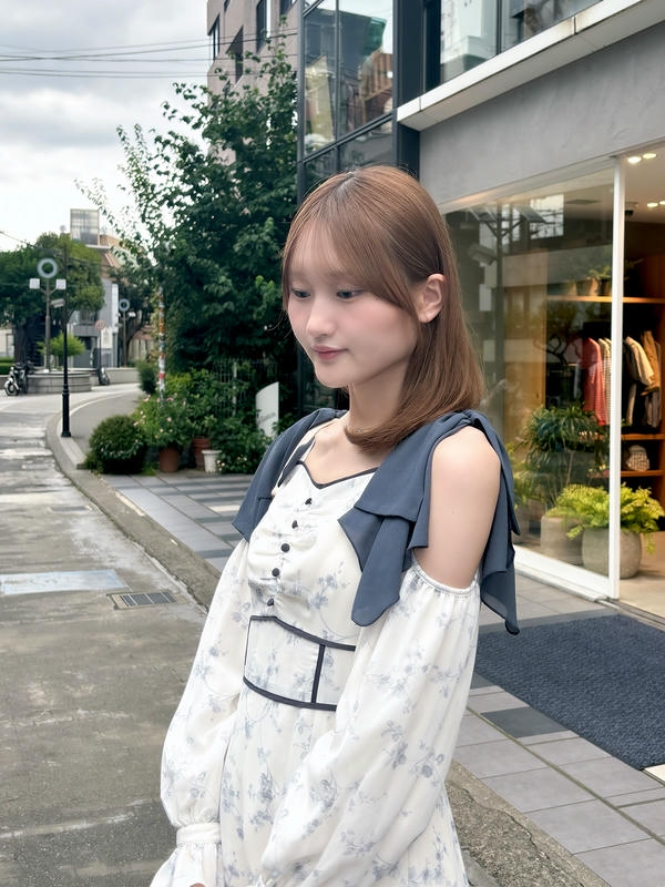 ショルダーリボンパイピングワンピース 詳細画像 チャコール 16