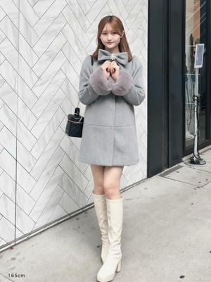 ビッグリボンビジューノーカラーコート