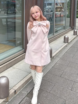 ビッグリボンビジューノーカラーコート