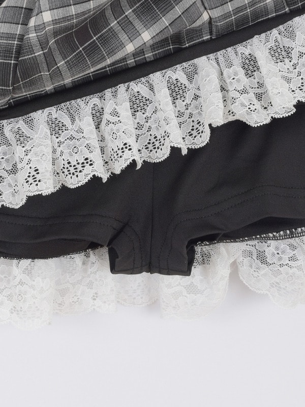 バックリボンチェックスカート 詳細画像 ベージュ 16