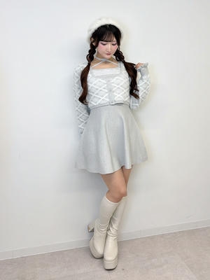 チェックシャギーニットワンピース