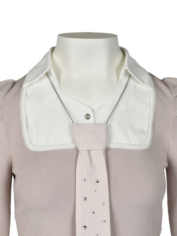 Bijou Tie Shirts Docking Knit 詳細画像 オフホワイト 16