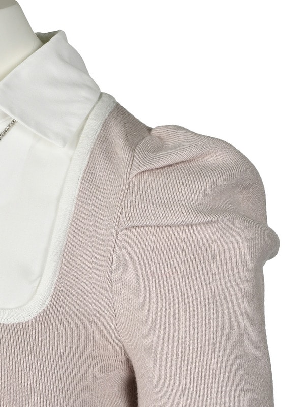 Bijou Tie Shirts Docking Knit 詳細画像 オフホワイト 16
