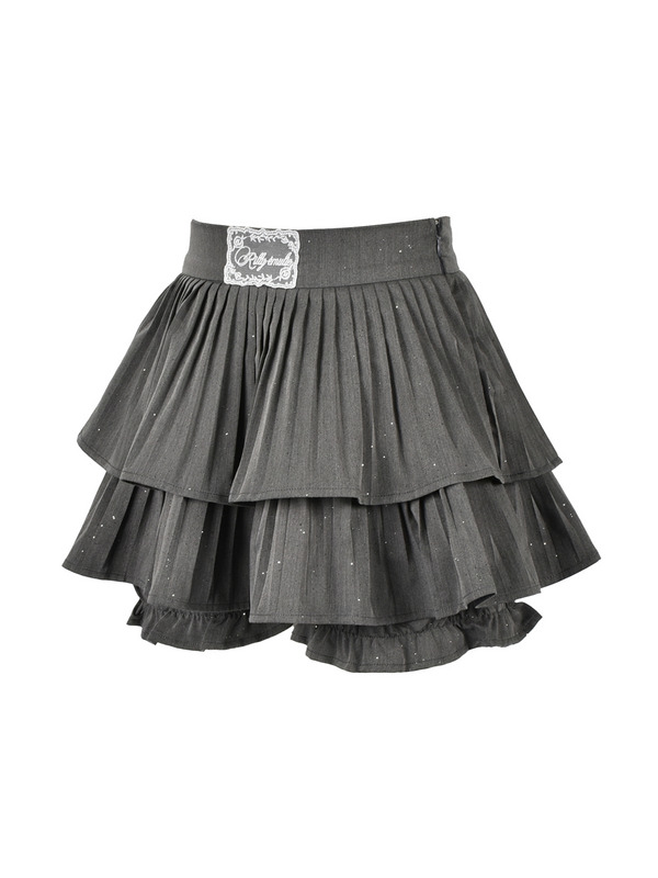 Double Pleats Mini Skirt 詳細画像 チャコール 16