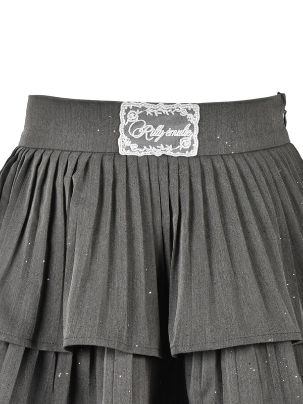Double Pleats Mini Skirt 詳細画像 チャコール 16
