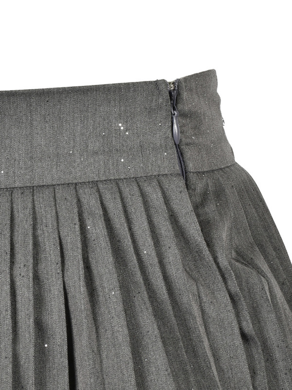 Double Pleats Mini Skirt 詳細画像 チャコール 16