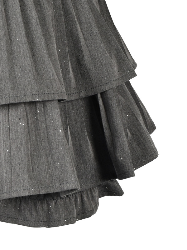 Double Pleats Mini Skirt 詳細画像 チャコール 16