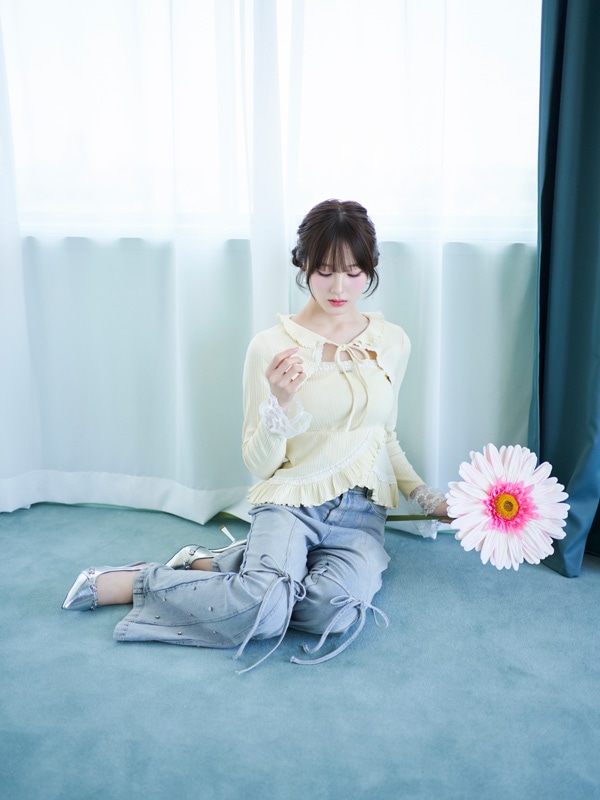 Bijou Ribbon Flare Denim 詳細画像 サックス 16