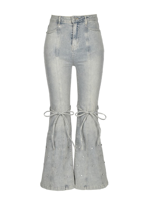 Bijou Ribbon Flare Denim 詳細画像 サックス 1