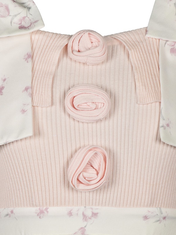 Shoulder Ribbon Flower Knit Onepiece 詳細画像 ピンク 16