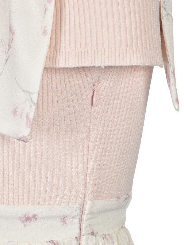 Shoulder Ribbon Flower Knit Onepiece 詳細画像 ピンク 16