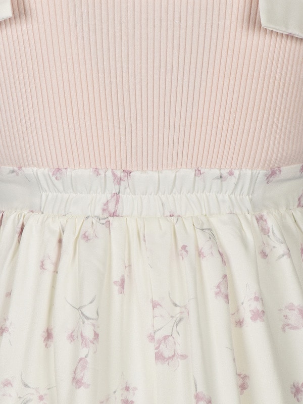 Shoulder Ribbon Flower Knit Onepiece 詳細画像 ピンク 16
