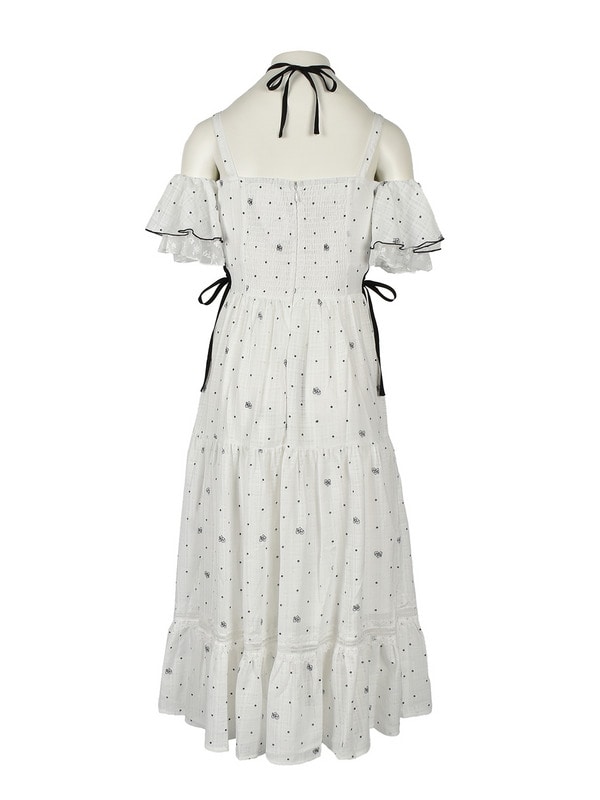 Bust Frill Openshoulder Long Onepiece 詳細画像 ドット 16