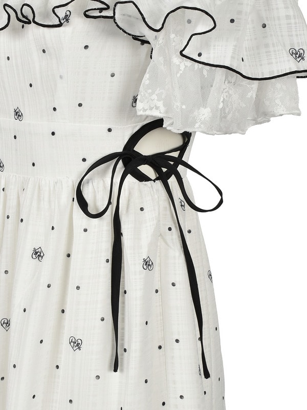 Bust Frill Openshoulder Long Onepiece 詳細画像 ドット 16