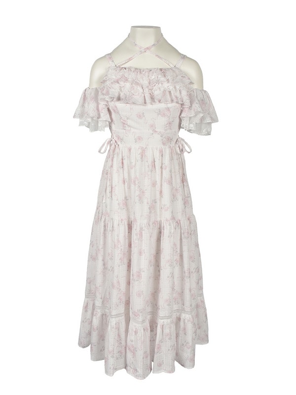 Bust Frill Openshoulder Long Onepiece 詳細画像 ピンク 1