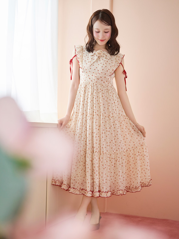 Rose Ribbon Flower Onepiece 詳細画像 ブルー 16