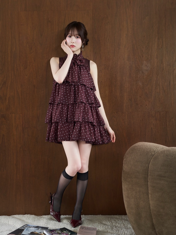 Rose Ribbon Tiered Mini Onepiece 詳細画像 ブラックチェック 16