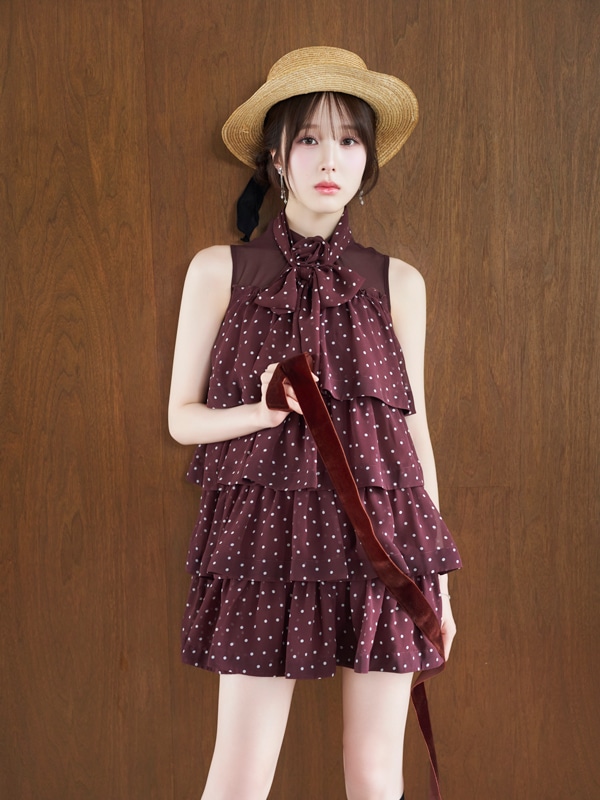 Rose Ribbon Tiered Mini Onepiece 詳細画像 ブラックチェック 16