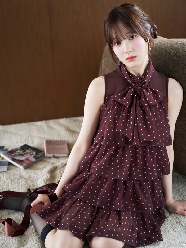Rose Ribbon Tiered Mini Onepiece 詳細画像 ブラックチェック 16