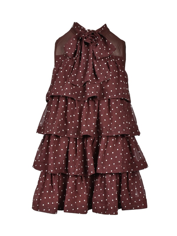 Rose Ribbon Tiered Mini Onepiece 詳細画像 ブラウンドット 1