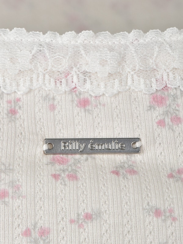 Point Lace Frill Rib Tops 詳細画像 ブラック 16