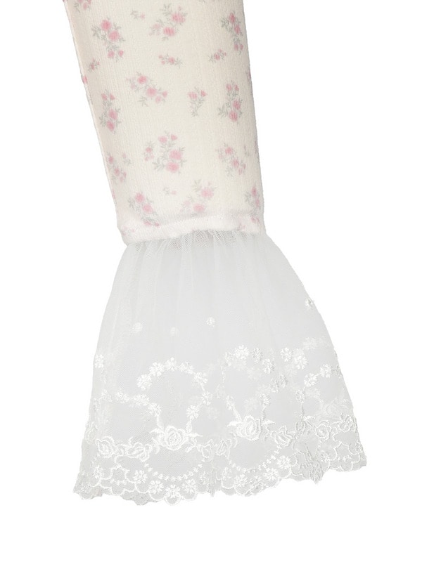 Point Lace Frill Rib Tops 詳細画像 ブラック 16
