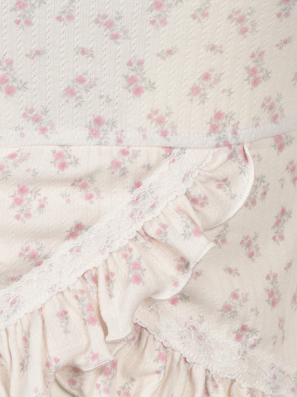 Point Lace Frill Rib Tops 詳細画像 ブラック 16