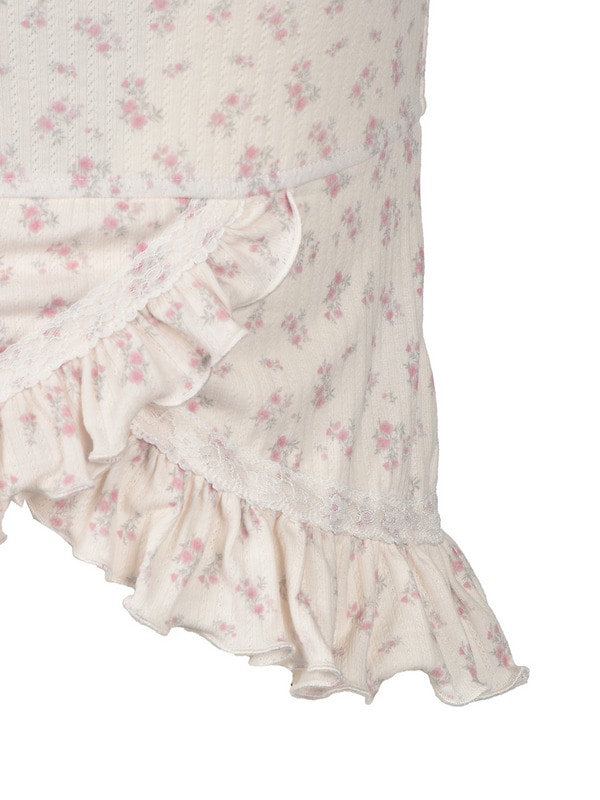 Point Lace Frill Rib Tops 詳細画像 ブラック 16