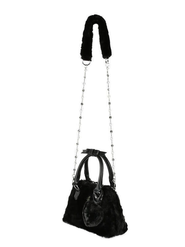 Original Logo Fur Bijou Shoulder Bag 詳細画像 ブラック 16