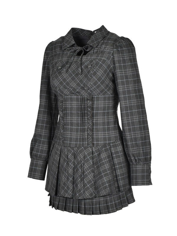 Double Pleats Check Mini Onepiece 詳細画像 ブラウン 16