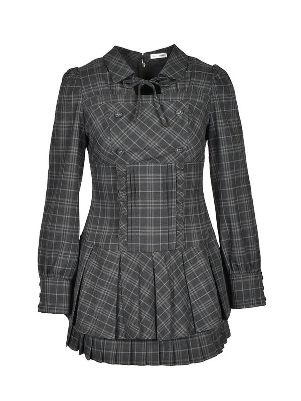 Double Pleats Check Mini Onepiece 詳細画像 チャコール 1