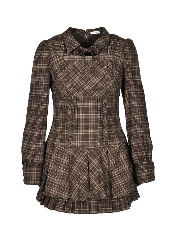 Double Pleats Check Mini Onepiece 詳細画像 ブラウン 1