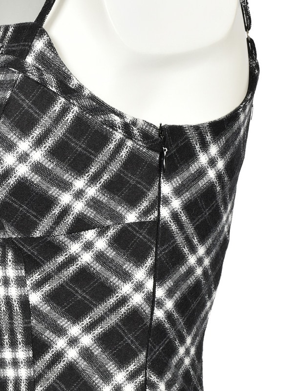 Check Pleats Cami Onepiece Fur Knit Set 詳細画像 ブラック 16