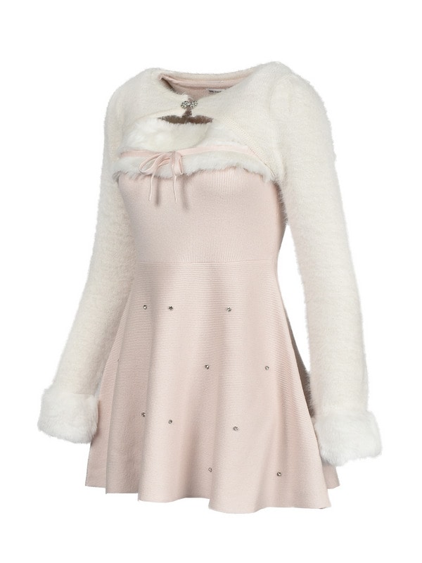 Fur Bijou Knit Mini Onepiece 詳細画像 ブラック 16