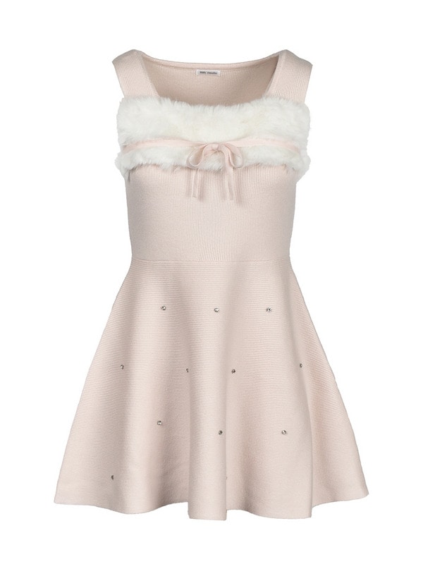 Fur Bijou Knit Mini Onepiece 詳細画像 ブラック 16