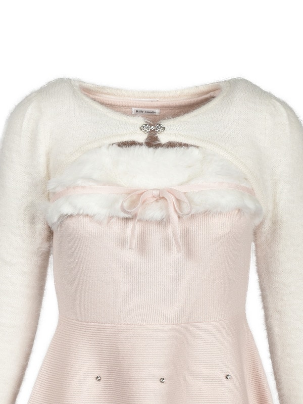 Fur Bijou Knit Mini Onepiece 詳細画像 ブラック 16