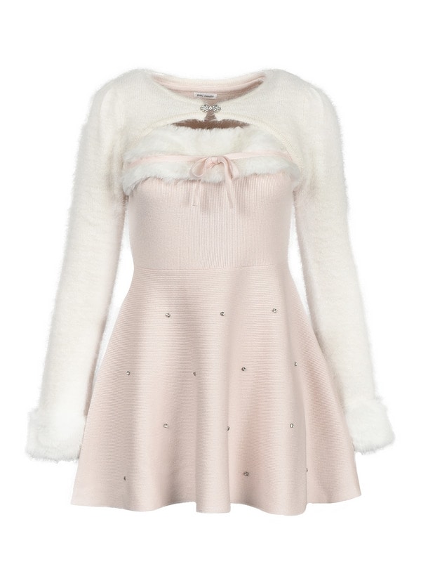 Fur Bijou Knit Mini Onepiece 詳細画像 ピンク 1