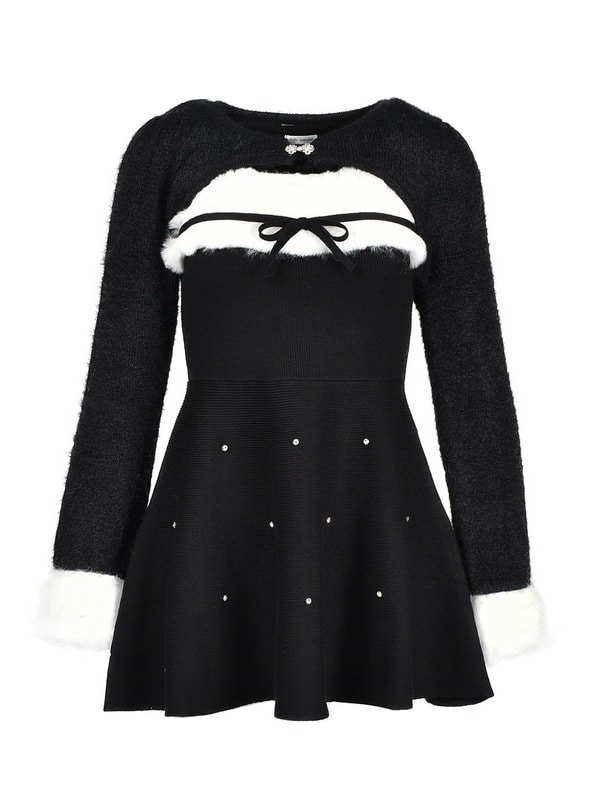 Fur Bijou Knit Mini Onepiece 詳細画像 ブラック 1