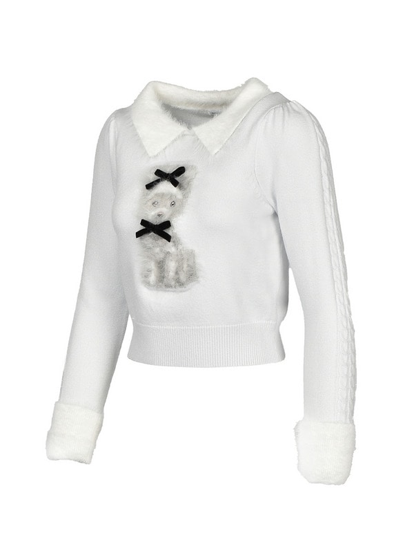 Original Dog Ribbon Collar Knit 詳細画像 オフホワイト 16