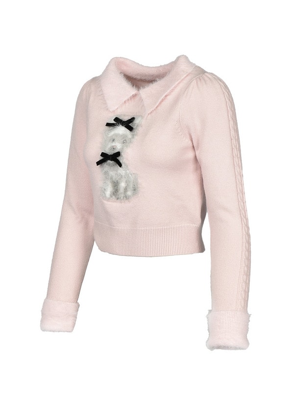 Original Dog Ribbon Collar Knit 詳細画像 オフホワイト 16