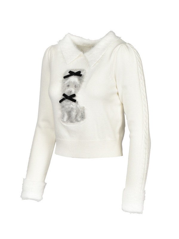 Original Dog Ribbon Collar Knit 詳細画像 オフホワイト 16