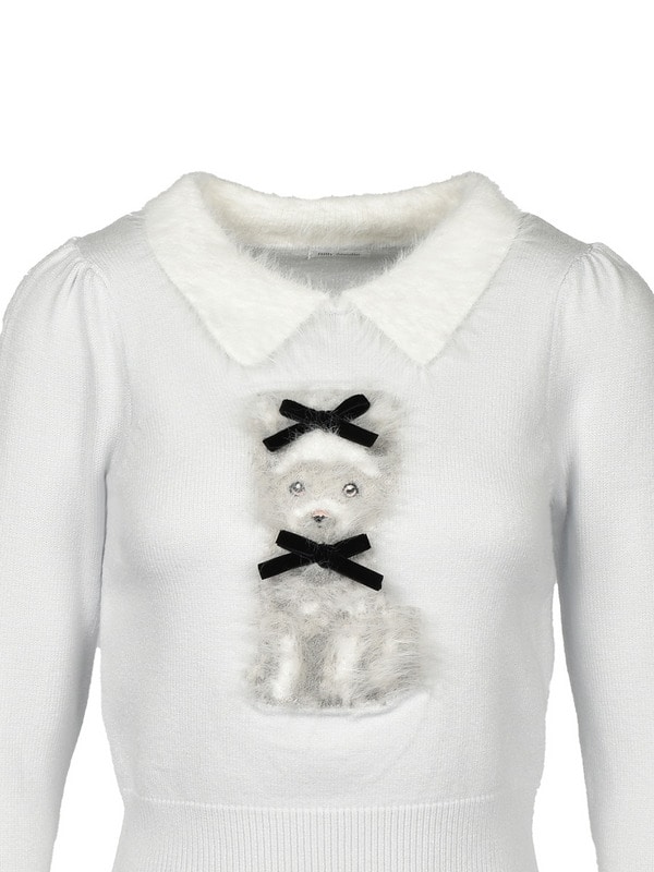 Original Dog Ribbon Collar Knit 詳細画像 オフホワイト 16