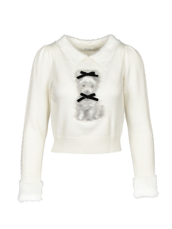 Original Dog Ribbon Collar Knit 詳細画像 オフホワイト 1