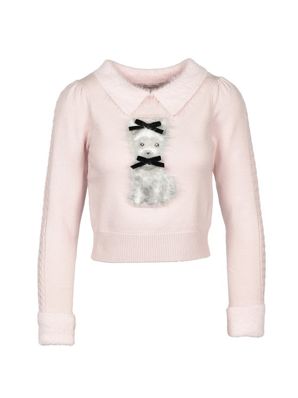 Original Dog Ribbon Collar Knit 詳細画像 ピンク 1